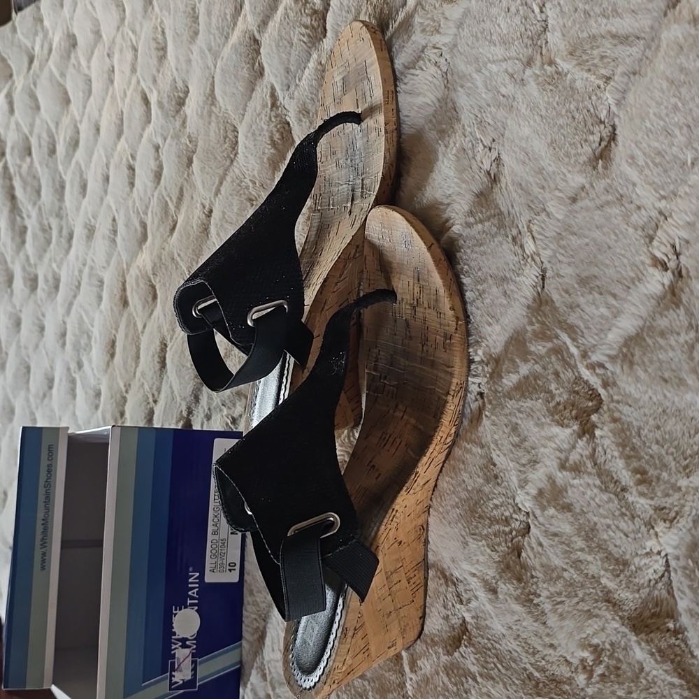 White Mountain cork wedge sandals